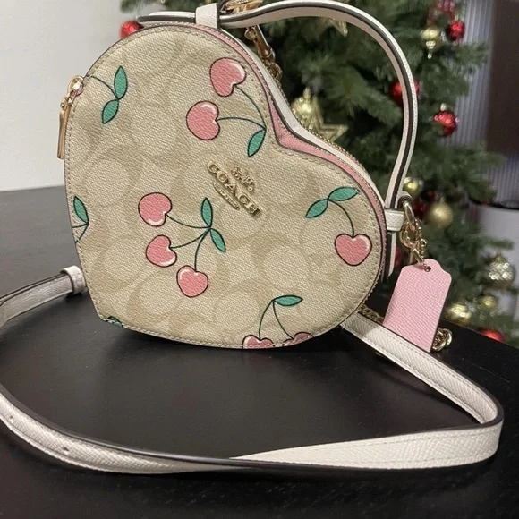 Coach Heart-Shaped Beige and Pink Crossbody Bag - Picture 7 of 8